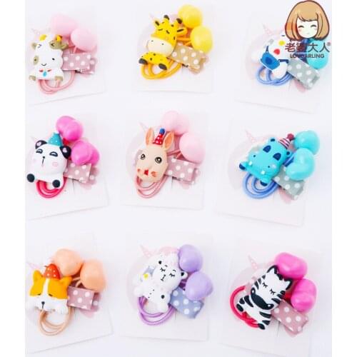 African Wild Animal Cartoon Style Bunny Panda Children Hairpin Hair Ring Combination Hair Accessories Stall Supply