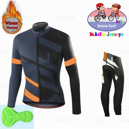 2020 Boy Winter Long Sleeve Cycling Jersey Set Pro Team Cycling Clothes Thermal Fleece MTB Cycle Clothing Kids Road Bike Uniform
