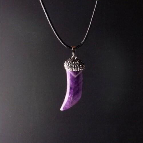 Druzy 2pcs/lot Fashion Men Rhinestones Indian Jewelry Drop Shamballa Necklace Pendant Horn Shape Natural Gem Stone Tiger Eye