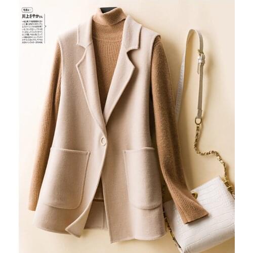 Double-Sided Woolen Waistcoat Vest Womens Autumn/Winter Jacket 2021 New Simple Large Pocket Mid-Length Sleeveless Coat M125