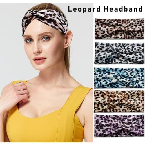 Elastic Wide Sweatband Striped Knotted Bow Headbands Leopard Print Headband Yoga Fitness Sweat Absorption Headband For Women QM