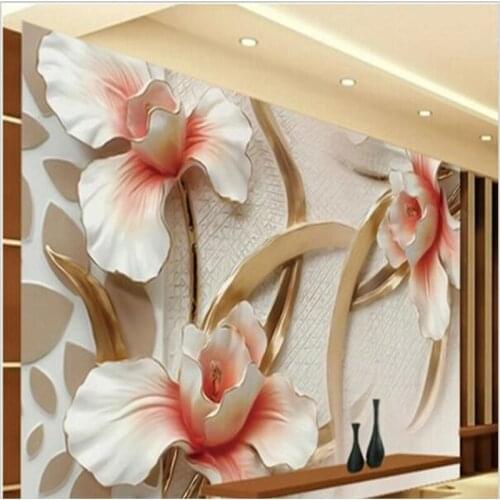 Beibehang Custom Photo Wallpaper Relief Lily Fashion Simple Modern European Style Mural Wallpaper 3D Painting