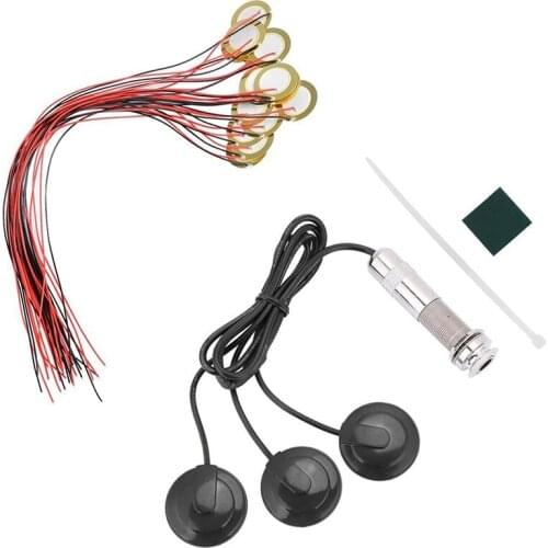 Guitar Pickup 3x Piezo Pickup Transducer with 15Pcs 27mm Piezo Discs with Leads Mic Drum Trigger Acoustic Pickup