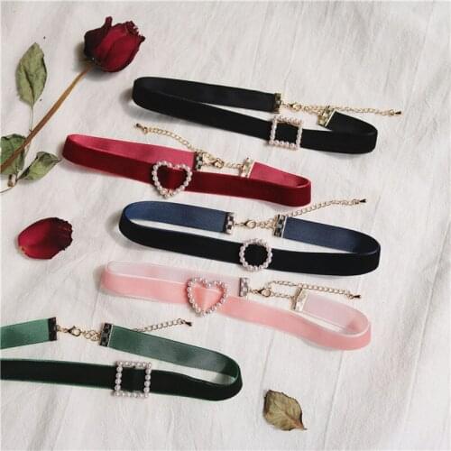 GorGor Torques Women Alloy Heart Pearl Originality Statement Minimalist Single Velvet Creative Fashion Birthday Gift XL-041