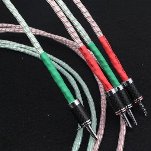 Valhalla HIFI Cable - Silver Plated Speaker Cable Carbon Fiber Rhodium-plated Speaker Wire - Banana or Spade Plug