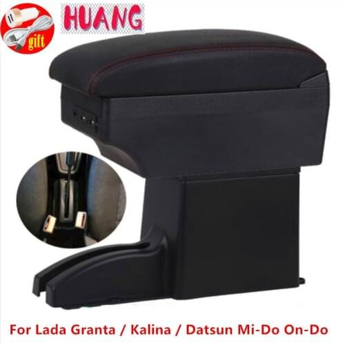 For Lada Granta / Kalina / Datsun Mi-Do On-Do car armrest central console leather storage box ashtray accessories car styling
