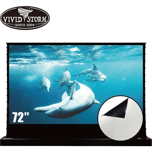 VIVIDSTORM 72Inch Motorized Protable floor Screen With White Cinema Material For HD 4K Moive Home Theater