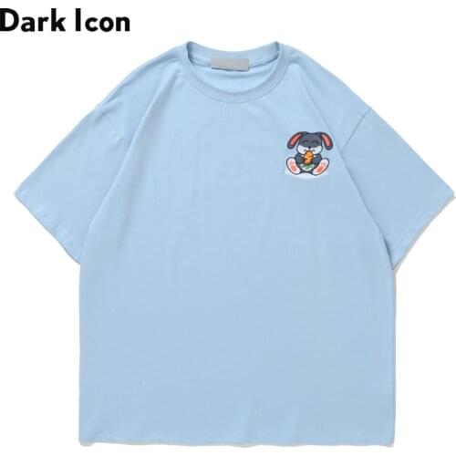 Dark Icon Lovely Cartton Embroideried Mens T-shirt Cotton Summer Crew Neck Tshirts for Man Lovers Tee