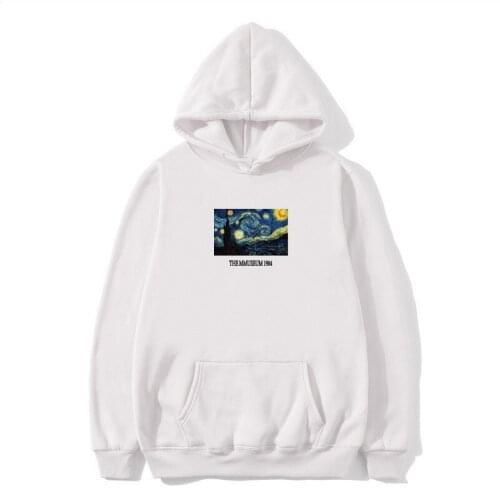 Van Gogh Starry Night Print Fleece Hoodies Sweatshirts Streetwear Men Women Hip Hop Pullover Hooded Tops Male Harajuku Jumper