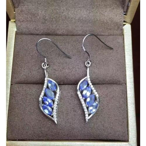 New Coming 100% Natural and Real Tanzanite Earring 925 sterling silver Fine jewelry Natural and Real Tanzanite Earring