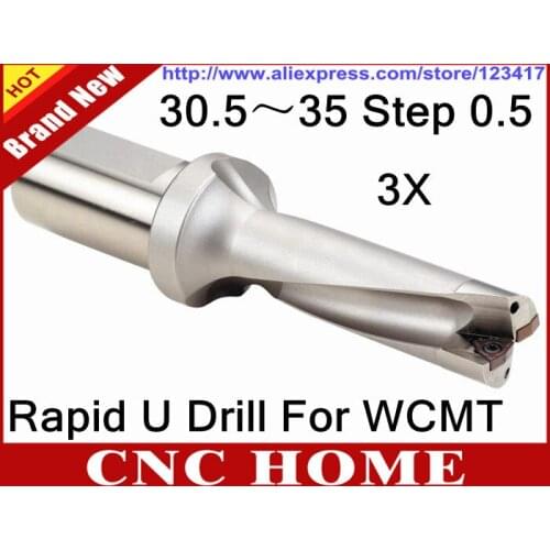 New Arrival Free Shiping 30.5 to 35mm 3X Depth Holemaking Rapid U Drill Bit for WCMT
