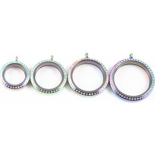 New Screw Stainless Steel Floating Locket Pendant With Rhinestone Living Memory Glass Locket Fathers Day Gift