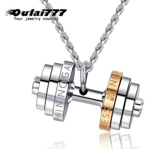 Steel color necklace mens stainless steel pendants Couple male Fitness accessories chain pendant gift boyfriend jewelry the neck