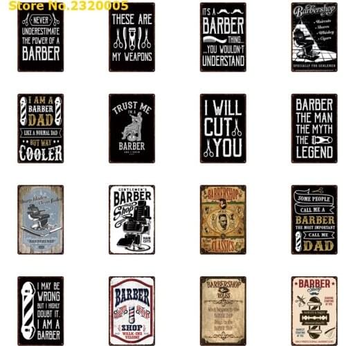 Barber Shop Tin Metal Sign Haicut Vintage Decor Painting Poster Barber man Wall Poster Iron Plate Plaque I Will Cut You
