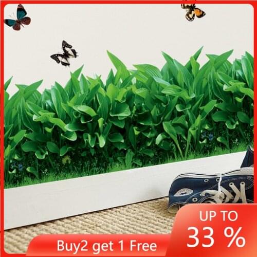 Pastoral Lawn Skirting 3d Wall Stickers for Living Room Bedroom Decoration DIY Vinyl Wallpaper Self-adhesive Mural Home Decor