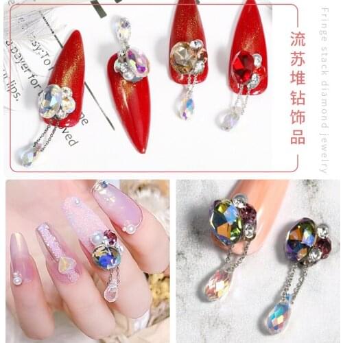 1Pc Nail Art Tassel Design Pendant Shiny Crystal 3D Charms AB Rhinestones Gems For Nail Art Polish Decoration MAnicure Charm