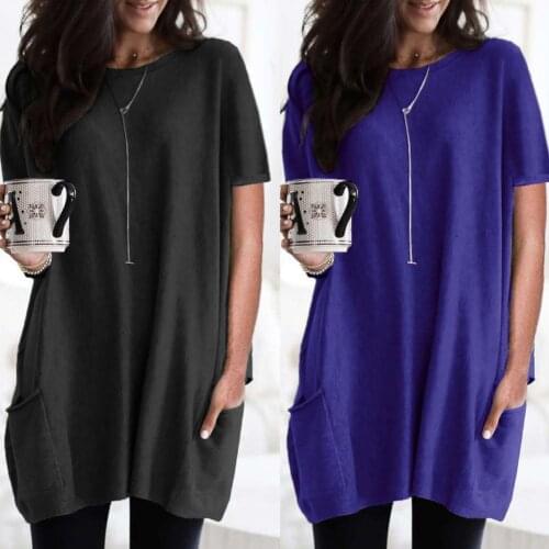 Casual Women T-shirt O Neck Solid Color Short Sleeve Loose Blouse Tunic Pullovers Female Ladies Casual Office Tshirts Plus Size