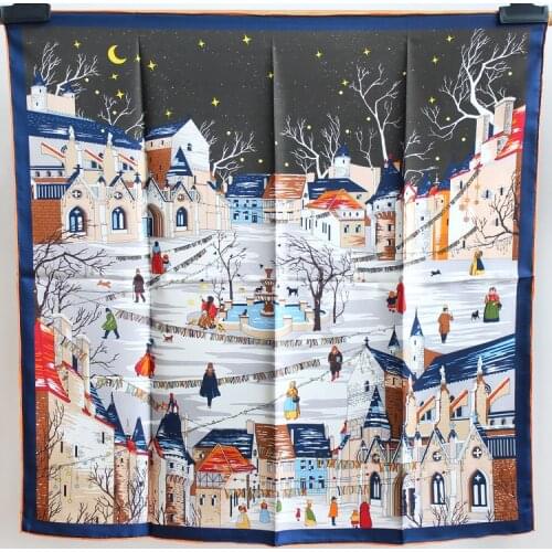 90cm Twill Silk Scarf Women Beach Use Fashion Design Kerchief Shawl Hijab for Women Girls Gift