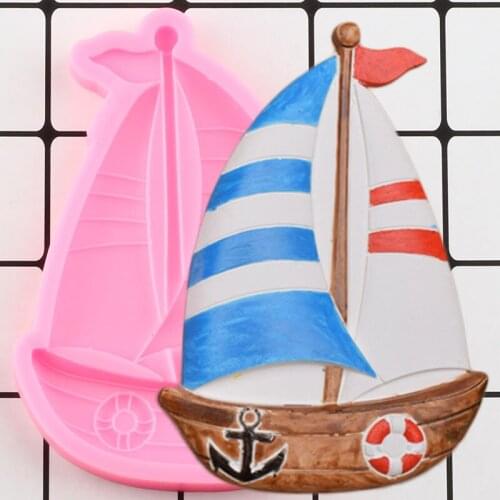 Sailboat Silicone Mold DIY Party Fondant Cake Decorating Tools Candy Polymer Clay Chocolate Gumpaste Mould Cake Baking Moulds