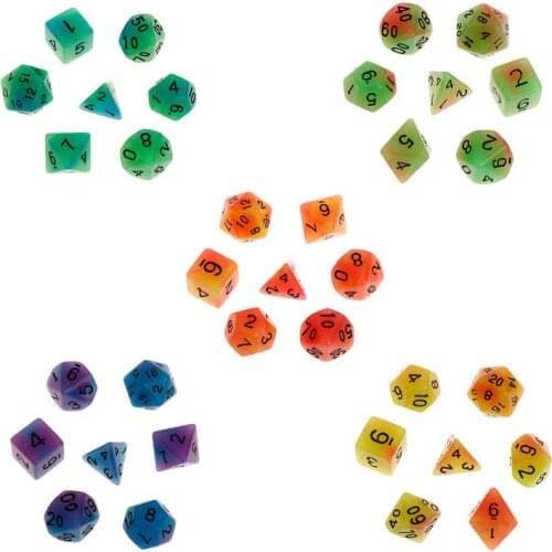 7pcs/set Luminous Polyhedral Sided Dice D4 D6 D8 D10 D12 D20 Set For Poly Game
