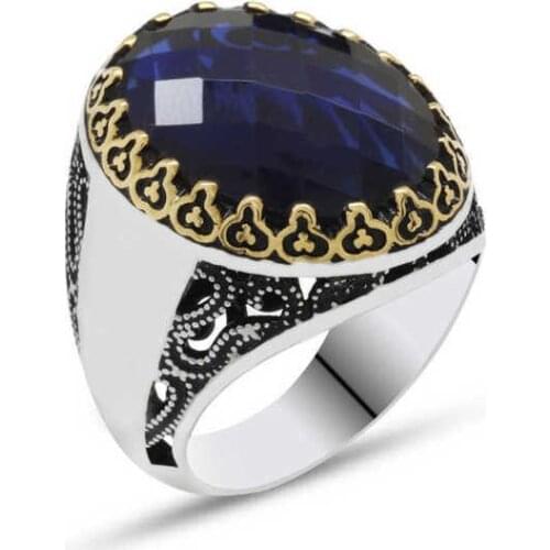 Tevuli 925 Sterling Silver Blue Zircon Stone Mens Ring