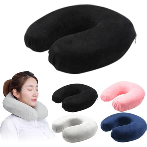 Memory Foam U-Shape Travel Pillow For Airplane Neck Support Travel Accessories Comfortable Pillows For Sleep 4Colors