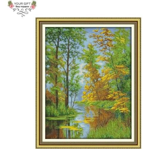 Your Gift F343 14CT 11CT Counted and Stamped Home Decoration Reflection Needlework Needlepoint Embroidery DIY Cross Stitch kits