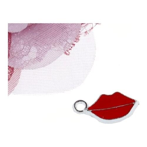 Vintage Silver Enamel Red lips Charms Pendant For Jewelry Making Bracelets Necklace Crafts Handmade Accessories DIY Hot Z121