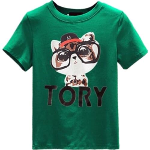 Zuolunouba 2020 Summer New Green Cartoon Cat Print Slim Short Sleeve Women T-shirt Round Neck Commuting Leisure Trend Tees Tops