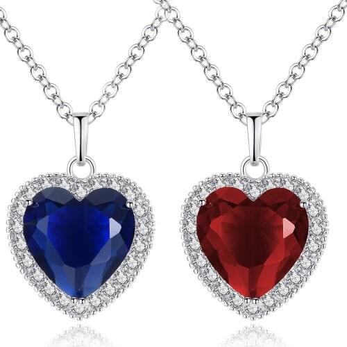 Crystal Necklace for Women Colgantes Korean Style Heart of The Sea Brelok Colares Slightly Inlaid Big Peach Heart Wholesale Bulk