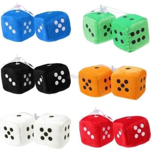 1 Pair Fuzzy Dice Dots Rear View Mirror Hanger Decoration Car Styling Accessorie
