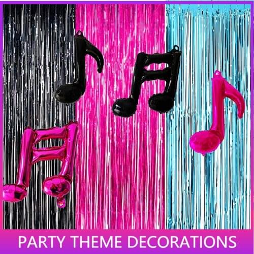 3 Pack Foil Fringe Curtai with Music Note,Tinsel Metallic Curtains Photo Backdrop for Birthday Party Stage Decoration