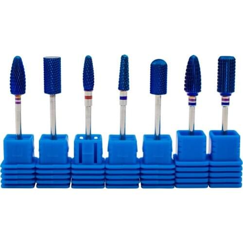 7 Types Blue Tungsten Carbide Burrs Coating Nail Art Drill Bit Metal Bits For Manicure Tools Accessories Nail Tungsten Alloy Bit