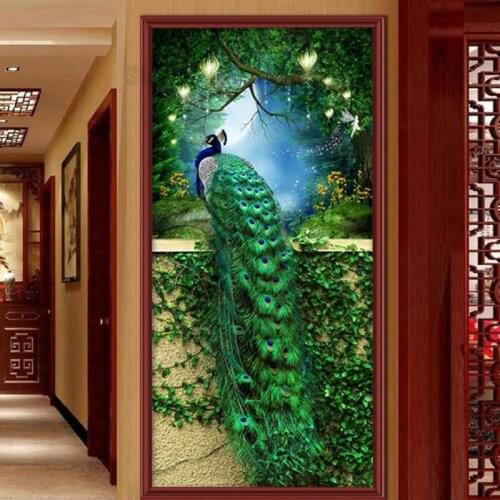 DIY Diamond Embroidery,Round Diamond Green Peacock porch Full rhinestone 5D Diamond painting cross stitch,needlework GG1080