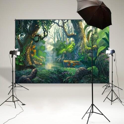 Tropical jungle forest photography background birthday party decoration candy table banner photo background vinyl poster B-907