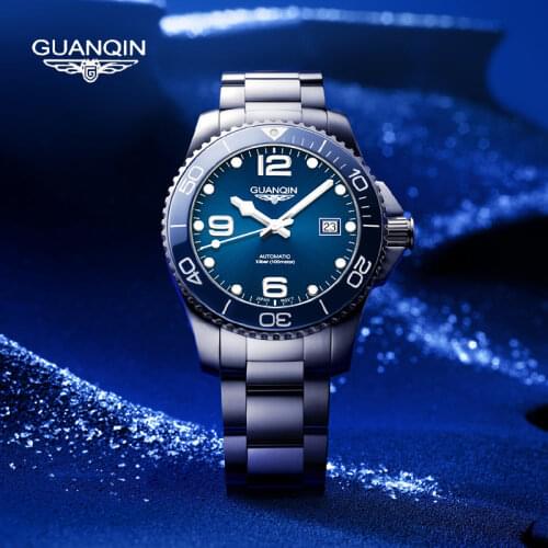 2021 New GUANQIN Luxury Brand Sapphire Mens Automatic Watches Stainless Steel Japan NH35A Mechanical Men Wrist Watch Luminous