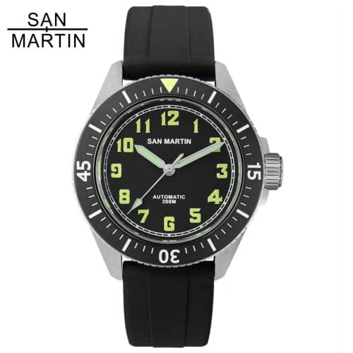 San Martin Fashion Stainless Steel Dive Mens Watches Sapphire Crystal 20Bar Classic Dress Formal Wrist watch relogios masculino