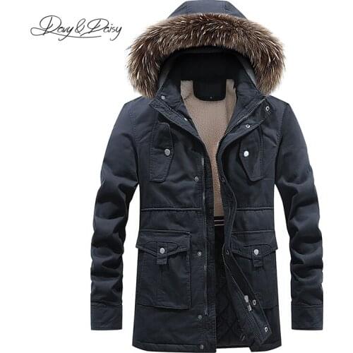 DAVYDAISY Winter Jacket Men Warm Detachable Hooded Fur Collar Fleece Parkas Casual Coat Men High Quality Military Parkas DCT-248