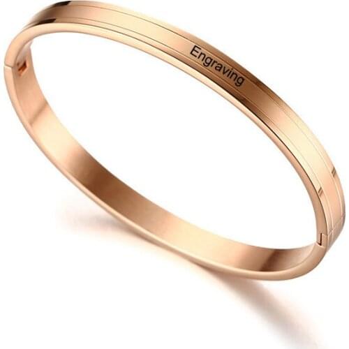 Custom Engraving Men Women Bracelet Stainless Steel Bracelet Rose Gold or Silver Color Jewelry
