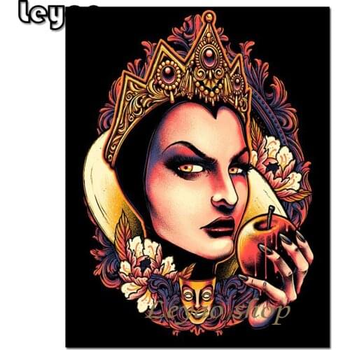 Queen Of Envy,Poison Apple 5D Diy Diamond Painting Cross Stitch Cartoon Portrait Mosaic Full Diamond Embroidery Square Round