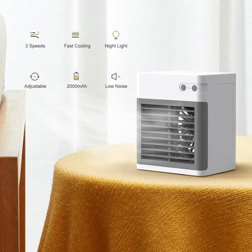 Small Personal Fan Desktop Air Cooler USB Office Desk Fan Quiet Humidified And Cool Air Cooler Cooling Fan LED Night Light Fan