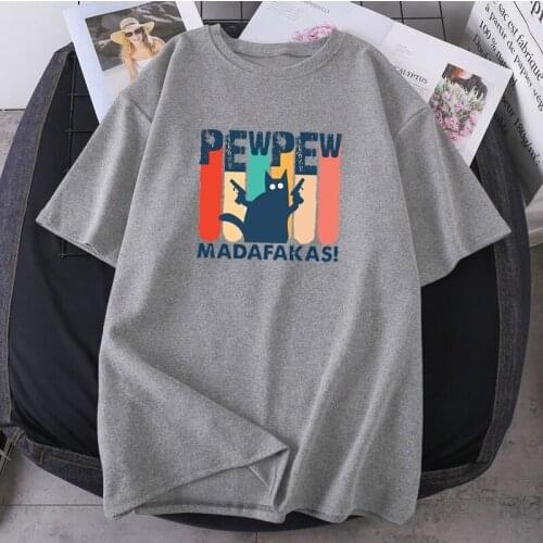 Fashion Oversize Tops Short Sleeve Summer Tees Funny Pew Madafakas Cats T-shirt Woman 2021 New Casual Leisure Lady Camisetas