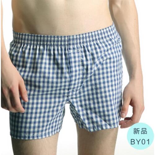 Superbody Brand New Plaid Pattern Men Cotton Loose Boxer Shorts Trunks Male Home Comfortable Shorts Sports Running Shorts
