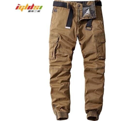 Mens Casual Cotton Cargo Pants Elastic Outdoor Hiking Trekking Tactical Sweatpants Male Military Multi-Pocket Combat Trousers