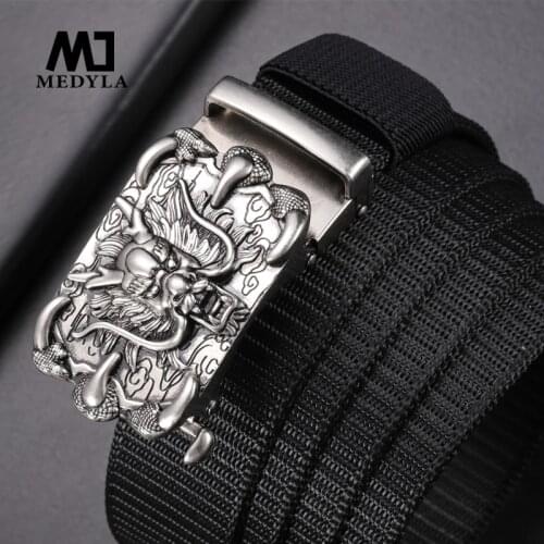 MEDYLA Men Belt Alloy Pin Buckle Nylon Business Belt Personality Design Adjustable Breathable Casual Belt Dress Fashion Belt 838