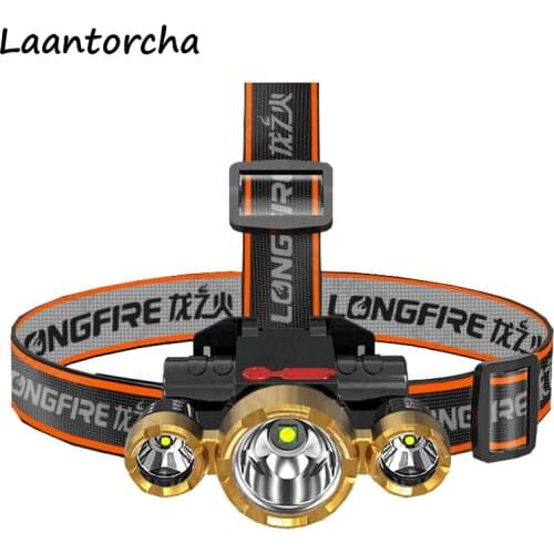 Three heads Headlamp USB Rechargeable powerful headlamp Portable Ultra Bright Head lamp Outdoor Camping fishing Head flashlight