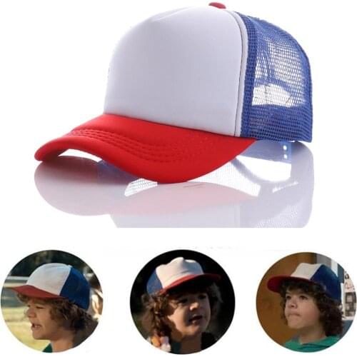 Stranger Things Cosplay Caps Baseball Mesh Trucker Cap Red White Blue Hat Cosplay Props Adjustable for Kids & Adult