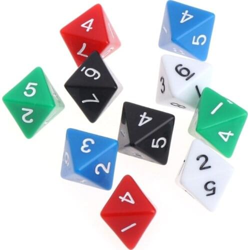 OOTDTY 10pcs 8 Sided Acrylic Number Dice D&D Board Game DND Accessories Multi Sided Dices