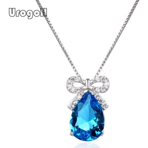 Fine Jewelry Genuine 925 Sterling Silver Water Drop Necklaces For Women Wedding Engagement Anniversary Silver 925 Jewelry Gifts