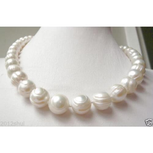 Genuine 10-11mm White Baroque Cultured pearls Necklace 18" AKOYA Free shipping